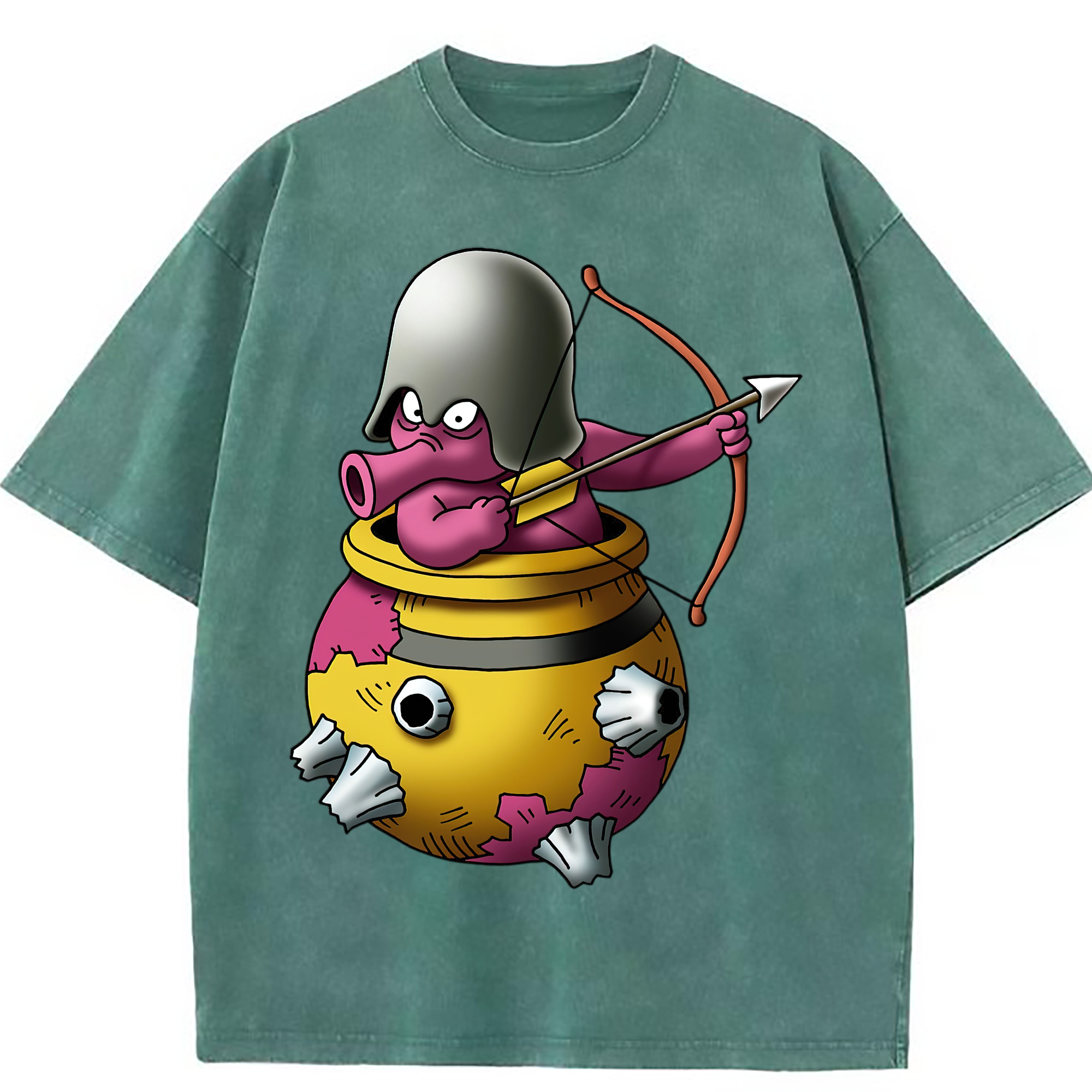 （画像用） ドラゴンクエスト Doragon Kuesuto Dragon Quest 綿100% ヴィンテージ風 半袖Tシャツ（フロントプリント）